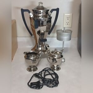 Vintage Westinghouse Coffee Urn Set with Creamer & Sugar Bowl W/Lid **Works**